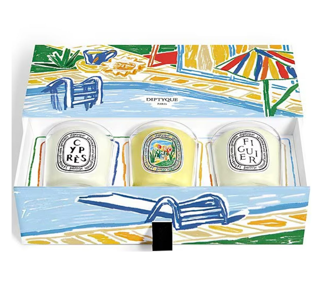 Diptyque Mini Candle 3-Piece Gift Set (Cypres, Figuier, and Citronnelle) 70g x 3/ Diptyque Citronnelle Scented Candle 190g