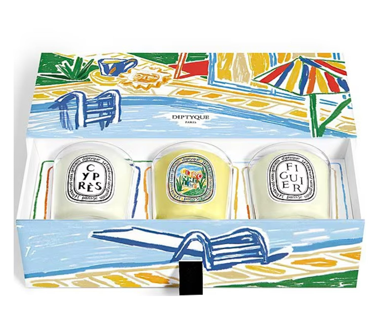 Diptyque Mini Candle 3-Piece Gift Set (Cypres, Figuier, and Citronnelle) 70g x 3/ Diptyque Citronnelle Scented Candle 190g